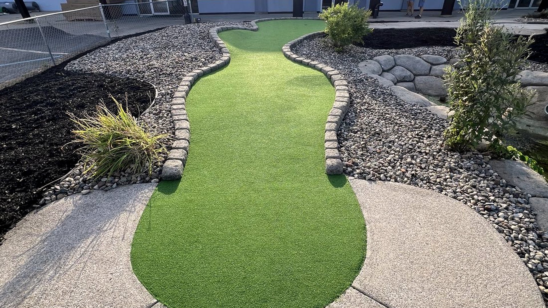 The mini golf course and main building at Lakeside Social, South Haven, Michigan